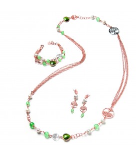 Ružový náhrdelník MARION s riečnou perlou a aventurínom