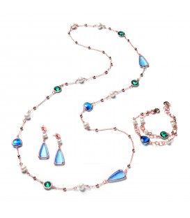 Náušnice ELSIE s riečnou perlou a modrým kryštálom