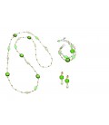 Zelený kryštálový náhrdelník PETITE POIS s nefritom a riečnou perlou