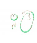 Farebný nefritový náhrdelník MYRTILLE s tyrkysovým kryštálom a riečnou perlou 90cm