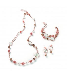 Náramok EDWIGE s riečnymi, mesačnými a ružovými perlami 