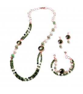 Náramok CLAIRE madagaskar - kryštál s riečnou a zelenou perlou
