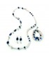 Náušnice SYLVIE s riečnou perlou a nočmými modrými kryštálmi