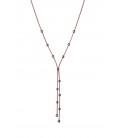 Jednoduchý strieborný náhrdelník s ružovo-zlatým povrchom a viacerými malými guľôčkami 45cm