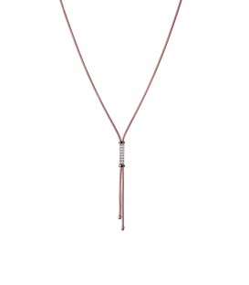 Jednoduchý náhrdelník s ružovo-zlatým povrchom a zirkónmi v dvoch líniách 45cm