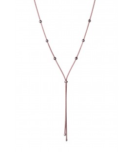 Jednoduchý náhrdelník s ružovo-zlatým povrchom a šiestimi malými guľôčkami 45cm