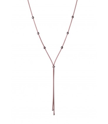 Jednoduchý náhrdelník s ružovo-zlatým povrchom a šiestimi malými guľôčkami 45cm