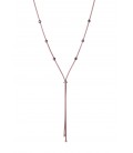 Jednoduchý strieborný náhrdelník s ružovo-zlatým povrchom a šiestimi malými guľôčkami 45cm