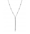 Jednoduchý strieborný náhrdelník s ródiovým povrchom a šiestimi malými guľôčkami 45cm