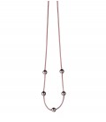 Jednoduchý strieborný náhrdelník s ružovo-zlatým povrchom a piatimi guľôčkami 45cm