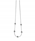 Jednoduchý strieborný náhrdelník s ródiovým povrchom a piatimi guľôčkami 45cm