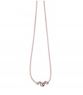 Jednoduchý strieborný náhrdelník s ružovo-zlatým povrchom, štvoricou malých a jednou veľkou guľôčkou 45cm