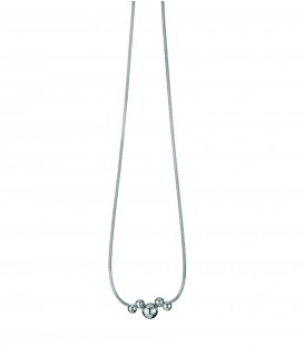 Jednoduchý náhrdelník s ródiovým povrchom, štvoricou malých a jednou veľkou guľôčkou 45cm