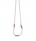 Jednoduchý strieborný náhrdelník s ružovo-zlatým povrchom a trojicou štyroch guľôčok 45cm