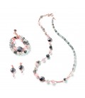 Náramok AGNES šedý krémový a ružový kremeň a riečna perla s šedým kryštálom