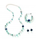 Náhrdelník SOPHIE apatit a riečna perla s modrými nočnými kryštálmi 96cm
